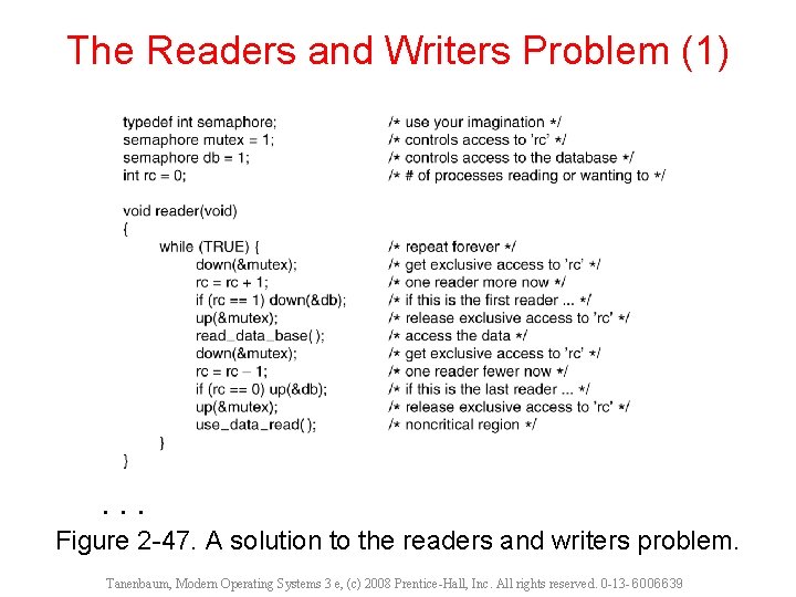 The Readers and Writers Problem (1) . . . Figure 2 -47. A solution