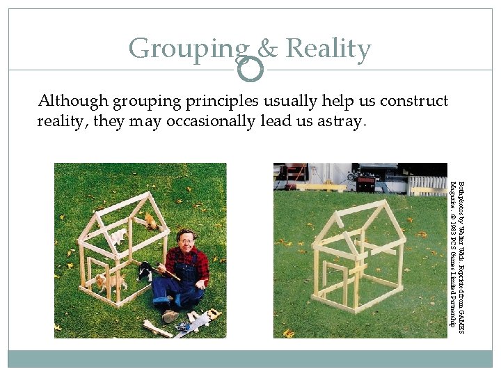 Grouping & Reality Although grouping principles usually help us construct reality, they may occasionally