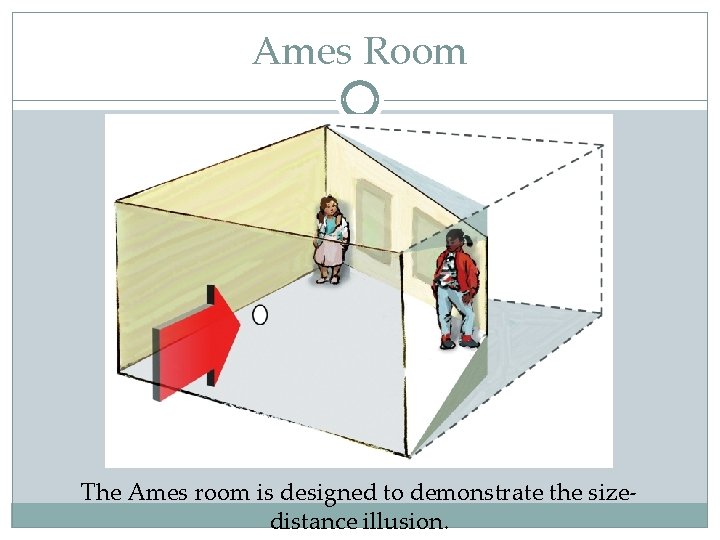 Ames Room The Ames room is designed to demonstrate the sizedistance illusion. 