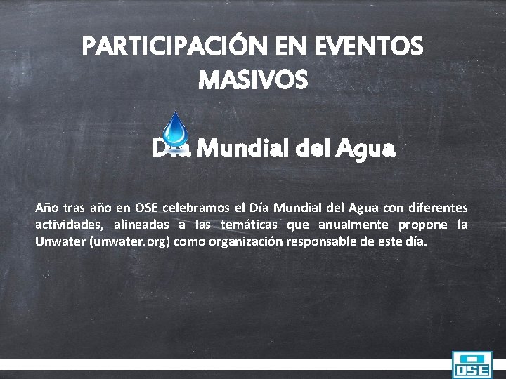 PARTICIPACIÓN EN EVENTOS MASIVOS 2016: “Agua y Trabajamos juntos por el derecho al agua