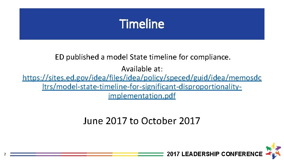 Timeline ED published a model State timeline for compliance. Available at: https: //sites. ed.
