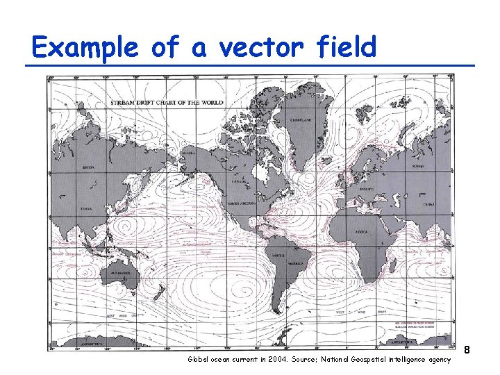 Example of a vector field Global ocean current in 2004. Source: National Geospatial intelligence