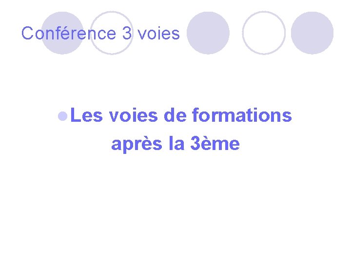 Conférence 3 voies l Les voies de formations après la 3ème 