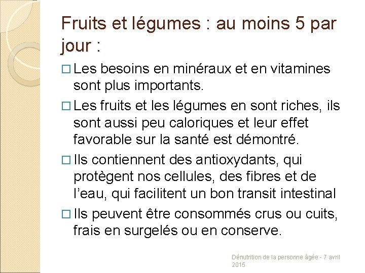 Fruits et légumes : au moins 5 par jour : Les besoins en minéraux