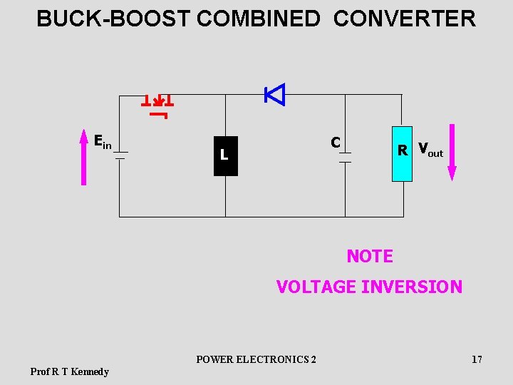 BUCK-BOOST COMBINED CONVERTER Ein C L R Vout NOTE VOLTAGE INVERSION POWER ELECTRONICS 2