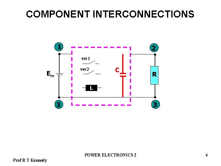 COMPONENT INTERCONNECTIONS 1 2 sw 1 C sw 2 Ein R L 3 3