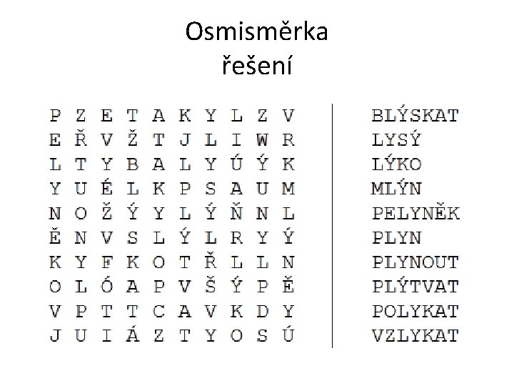 Osmisměrka řešení 