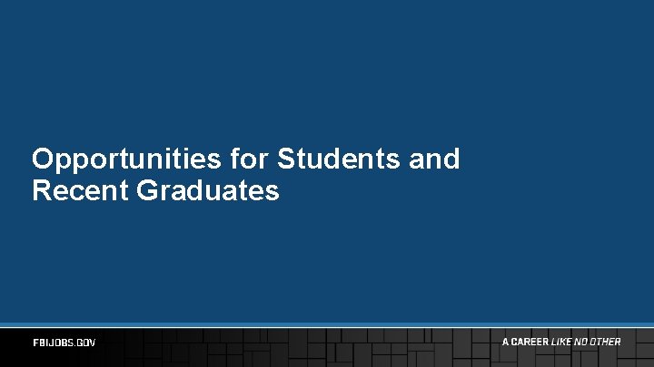 Opportunities for Students and Recent Graduates 