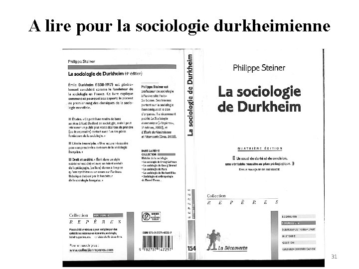 A lire pour la sociologie durkheimienne 31 