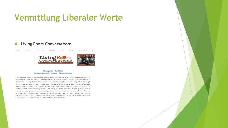 Vermittlung Liberaler Werte Living Room Conversations 