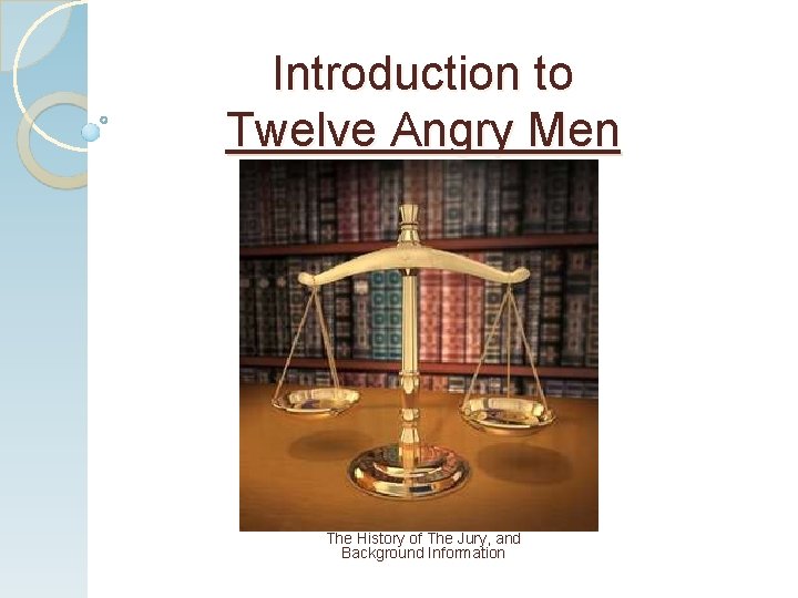 Introduction to Twelve Angry Men The History of The Jury, and Background Information 