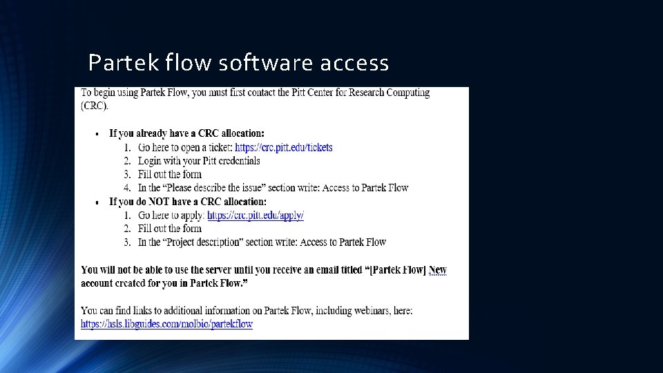 Partek flow software access 