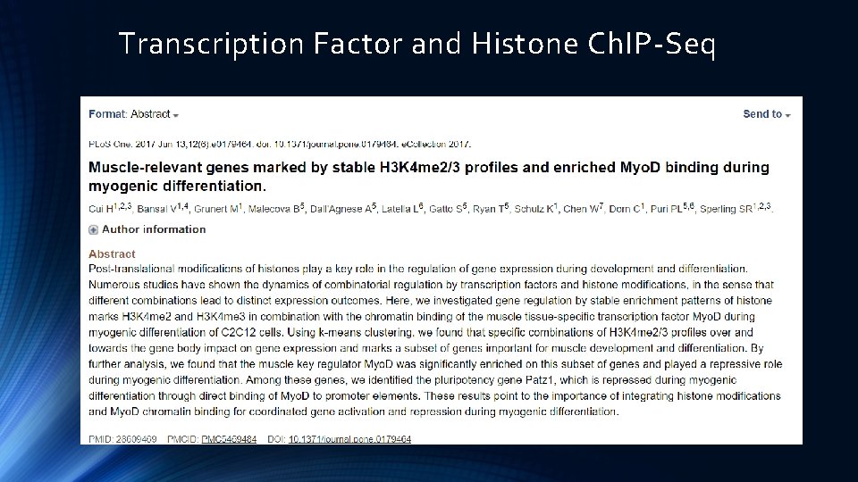 Transcription Factor and Histone Ch. IP-Seq 