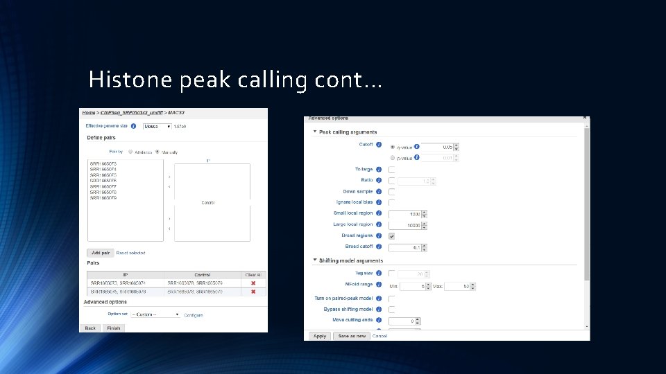 Histone peak calling cont… 