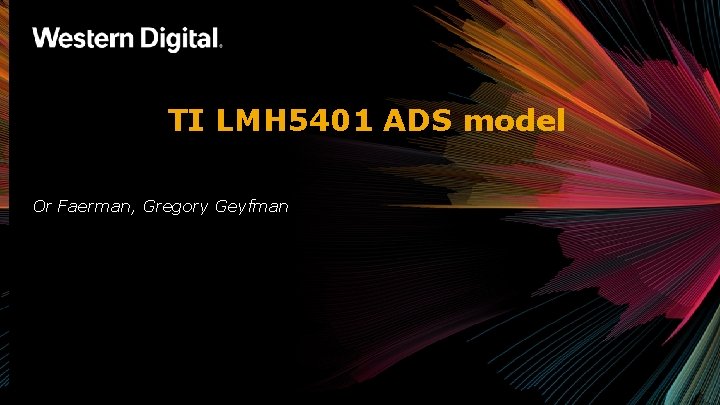 TI LMH 5401 ADS model Or Faerman, Gregory Geyfman 