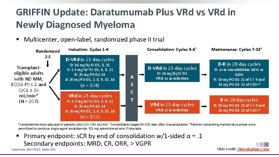 GRIFFIN Update: Daratumumab Plus VRd vs VRd in Newly Diagnosed Myeloma § Multicenter, open-label,