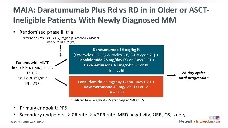 MAIA: Daratumumab Plus Rd vs RD in in Older or ASCTIneligible Patients With Newly