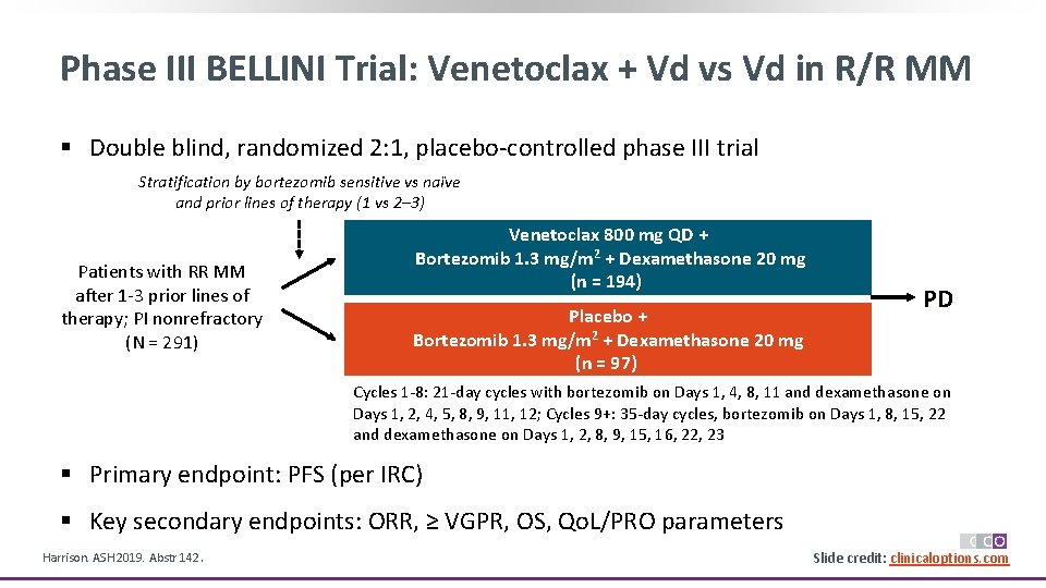 Phase III BELLINI Trial: Venetoclax + Vd vs Vd in R/R MM § Double