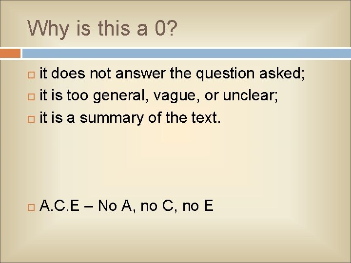 Why is this a 0? it does not answer the question asked; it is