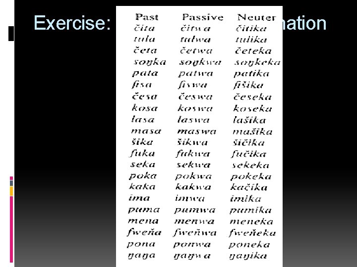 Exercise: Morphological Alternation 