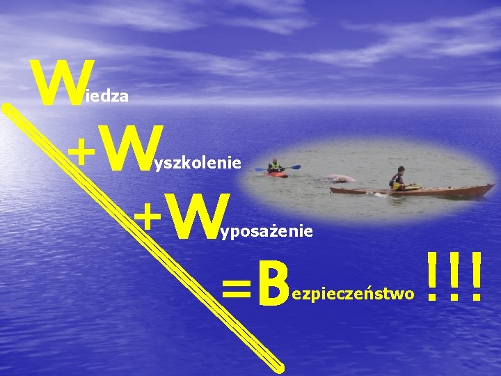 W iedza + W yszkolenie + W yposażenie =B ezpieczeństwo !!! 