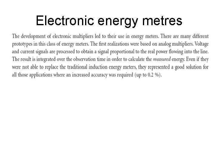 Electronic energy metres 
