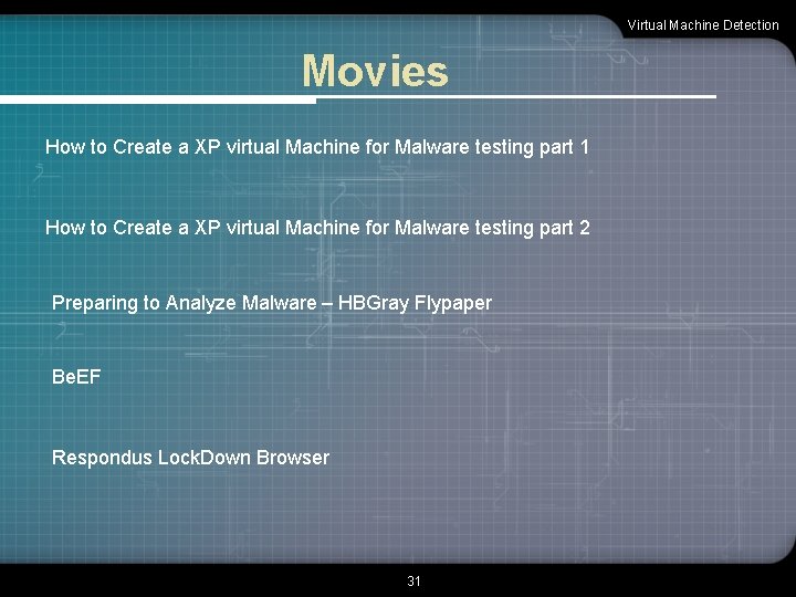 Virtual Machine Detection Movies How to Create a XP virtual Machine for Malware testing