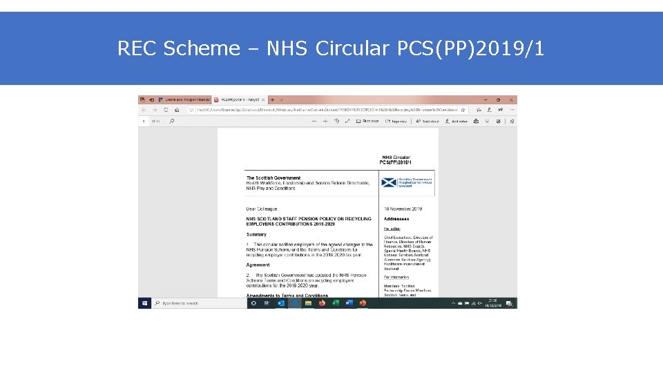 REC Scheme – NHS Circular PCS(PP)2019/1 