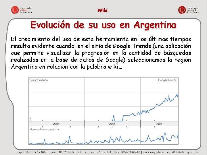 Wiki Evolución de su uso en Argentina El crecimiento del uso de esta herramienta