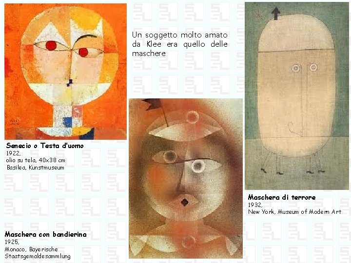 Un soggetto molto amato da Klee era quello delle maschere Senecio o Testa d’uomo