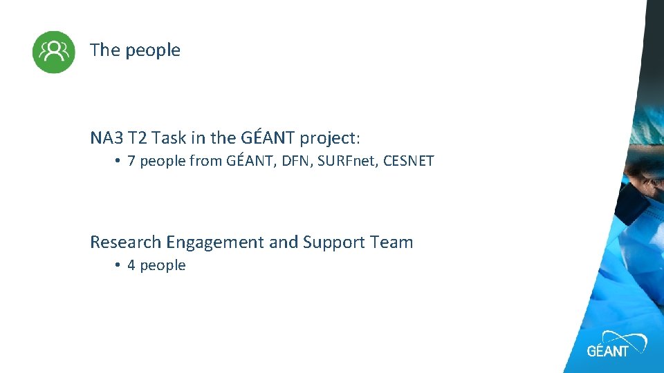 The people NA 3 T 2 Task in the GÉANT project: • 7 people