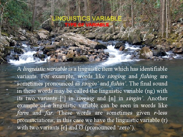 LINGUISTICS VARIABLE TYPE OF VARIABLE A linguistic variable is a linguistic item which has