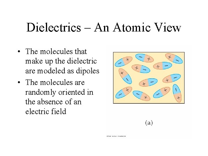 Dielectrics – An Atomic View • The molecules that make up the dielectric are