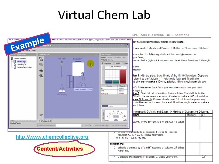 Virtual Chem Lab e l p m Exa http: //www. chemcollective. org/ Content/Activities 18