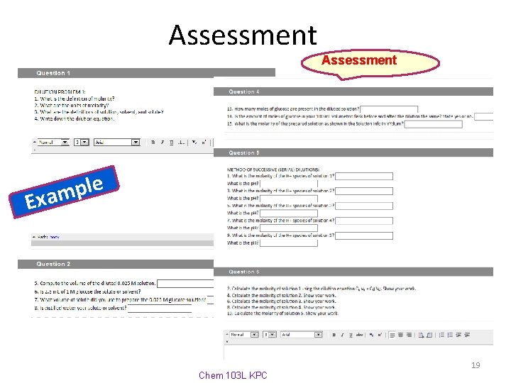 Assessment e l p m Exa 19 Chem 103 L KPC 