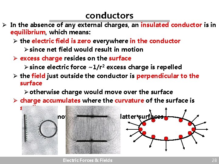 conductors Ø In the absence of any external charges, an insulated conductor is in
