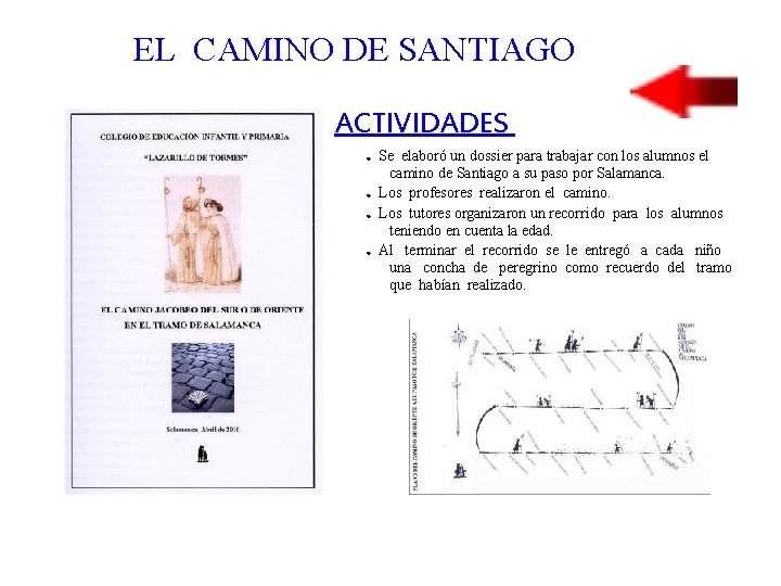 EL CAMINO DE SANTIAGO ACTIVIDADES. Se elaboró un dossier para trabajar con los alumnos