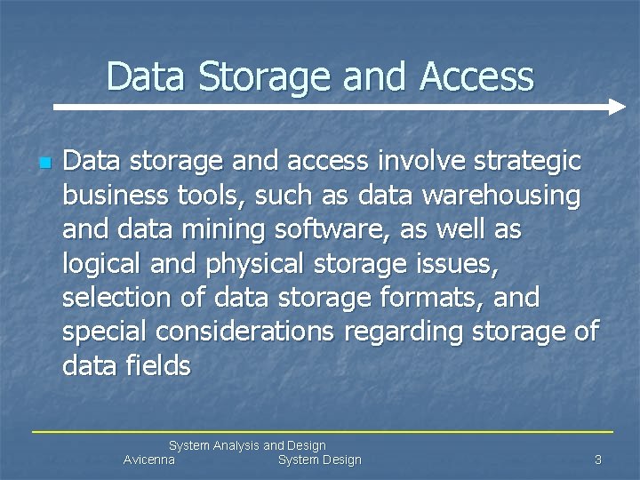 Data Storage and Access n Data storage and access involve strategic business tools, such