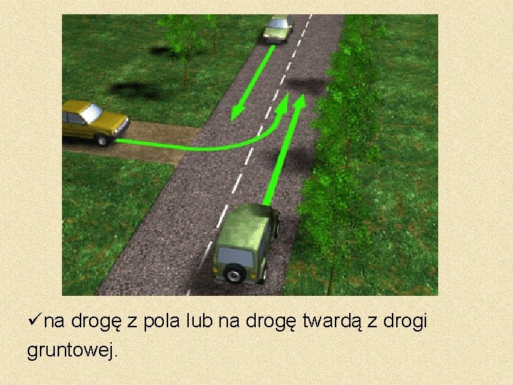 üna drogę z pola lub na drogę twardą z drogi gruntowej. 