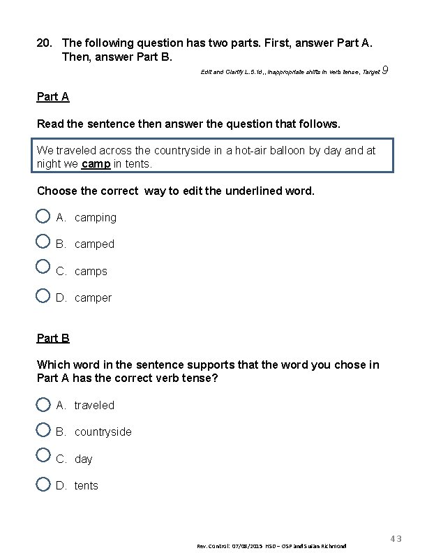 20. The following question has two parts. First, answer Part A. Then, answer Part