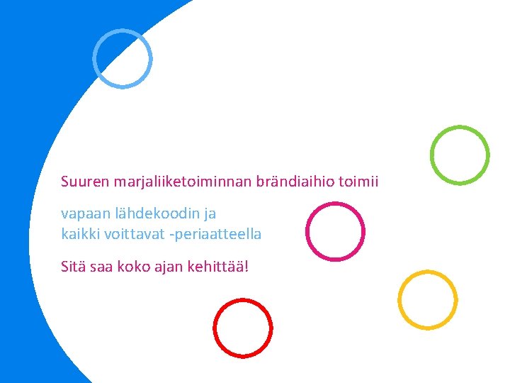 v v Suuren marjaliiketoiminnan brändiaihio toimii vapaan lähdekoodin ja kaikki voittavat -periaatteella Sitä saa