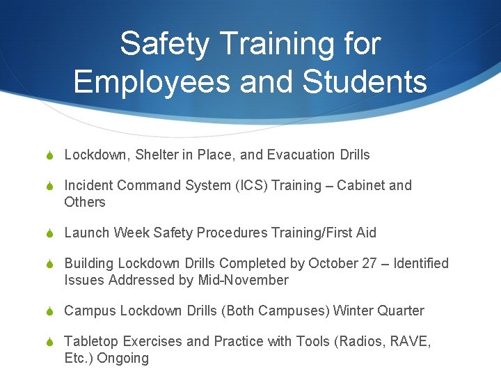 Safety Training for Employees and Students S Lockdown, Shelter in Place, and Evacuation Drills