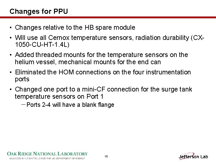 Changes for PPU • Changes relative to the HB spare module • Will use