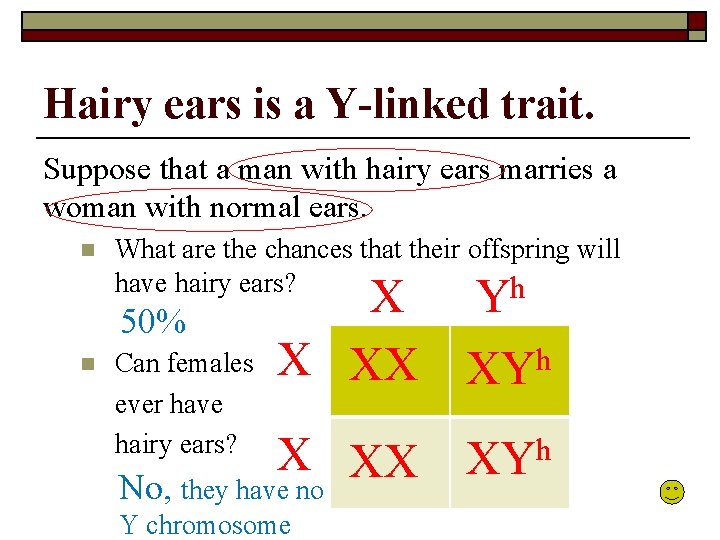 Hairy ears is a Y-linked trait. Suppose that a man with hairy ears marries