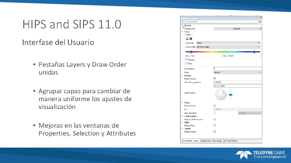 HIPS and SIPS 11. 0 Interfase del Usuario • Pestañas Layers y Draw Order