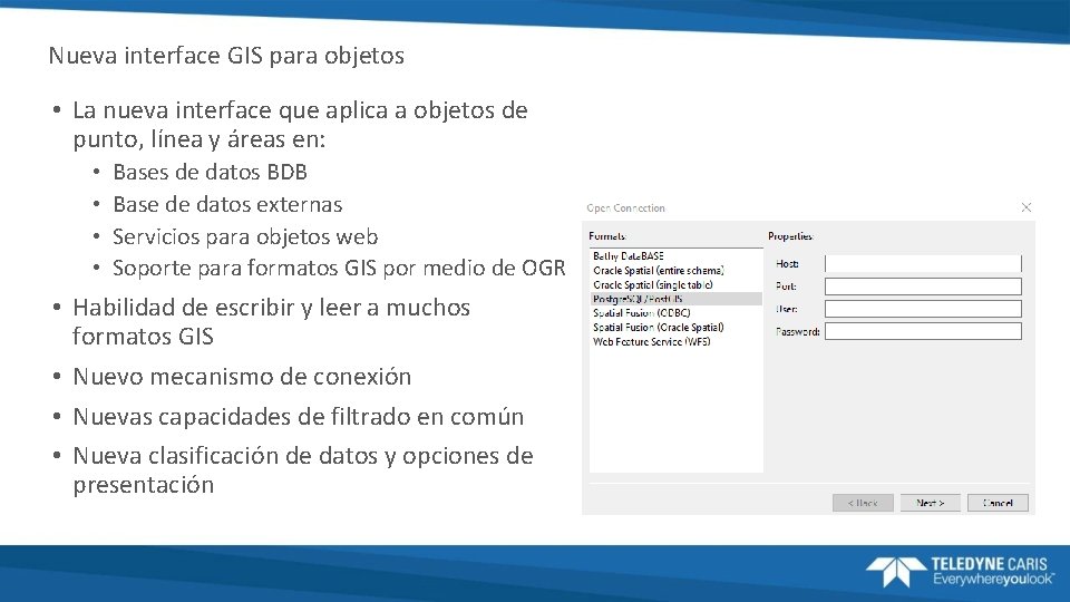 Nueva interface GIS para objetos • La nueva interface que aplica a objetos de