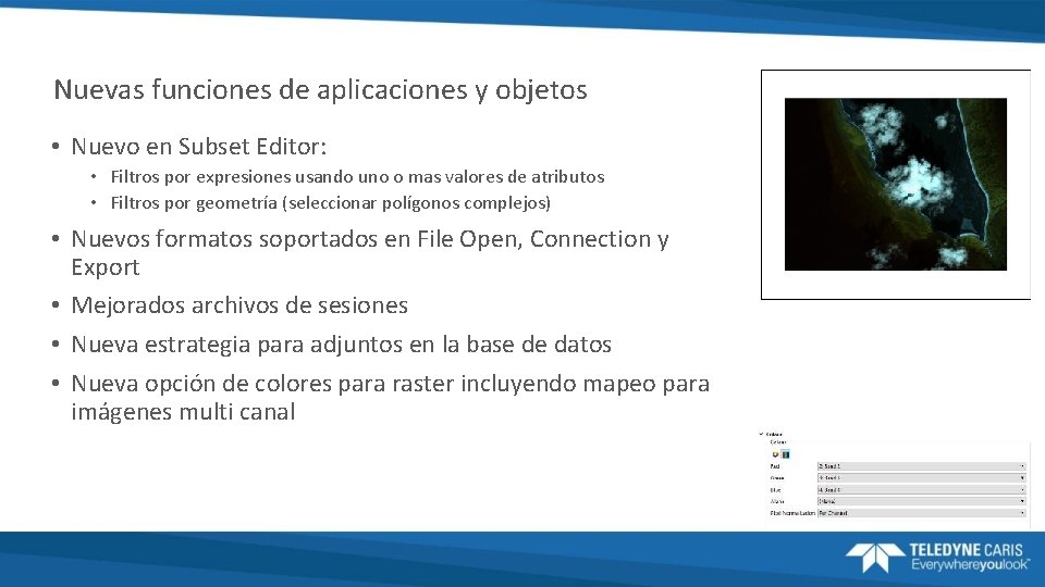 Nuevas funciones de aplicaciones y objetos • Nuevo en Subset Editor: • Filtros por