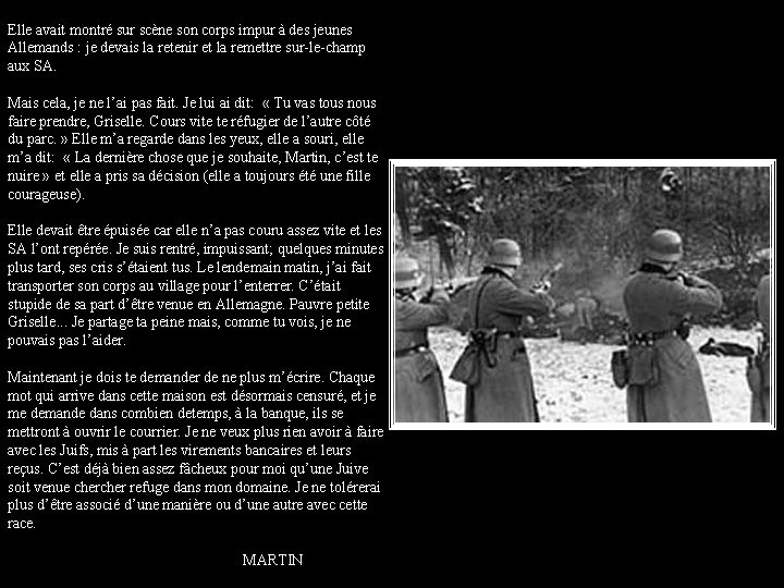 Elle avait montré sur scène son corps impur à des jeunes Allemands : je Elle avait montré sur scène son corps impur à des jeunes Allemands : je