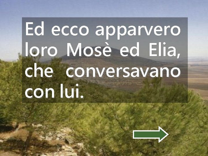 Ed ecco apparvero loro Mosè ed Elia, che conversavano con lui. 