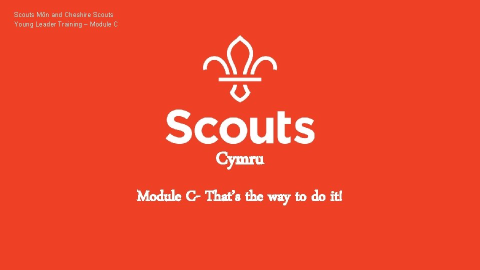 Scouts Môn and Cheshire Scouts Young Leader Training – Module C Cymru Module C-